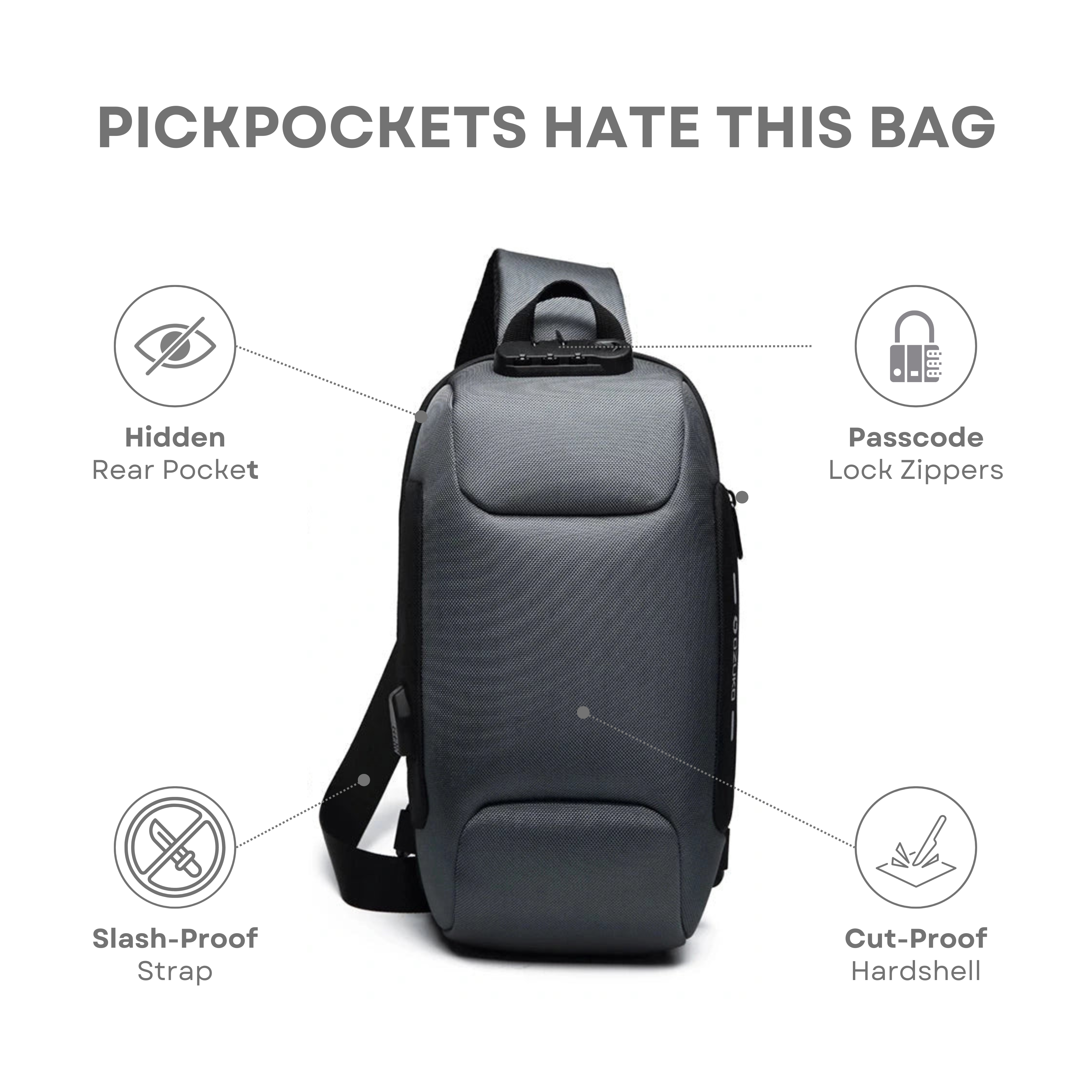 JETTIQ™ | Anti-Theft Crossbody Charging Bag